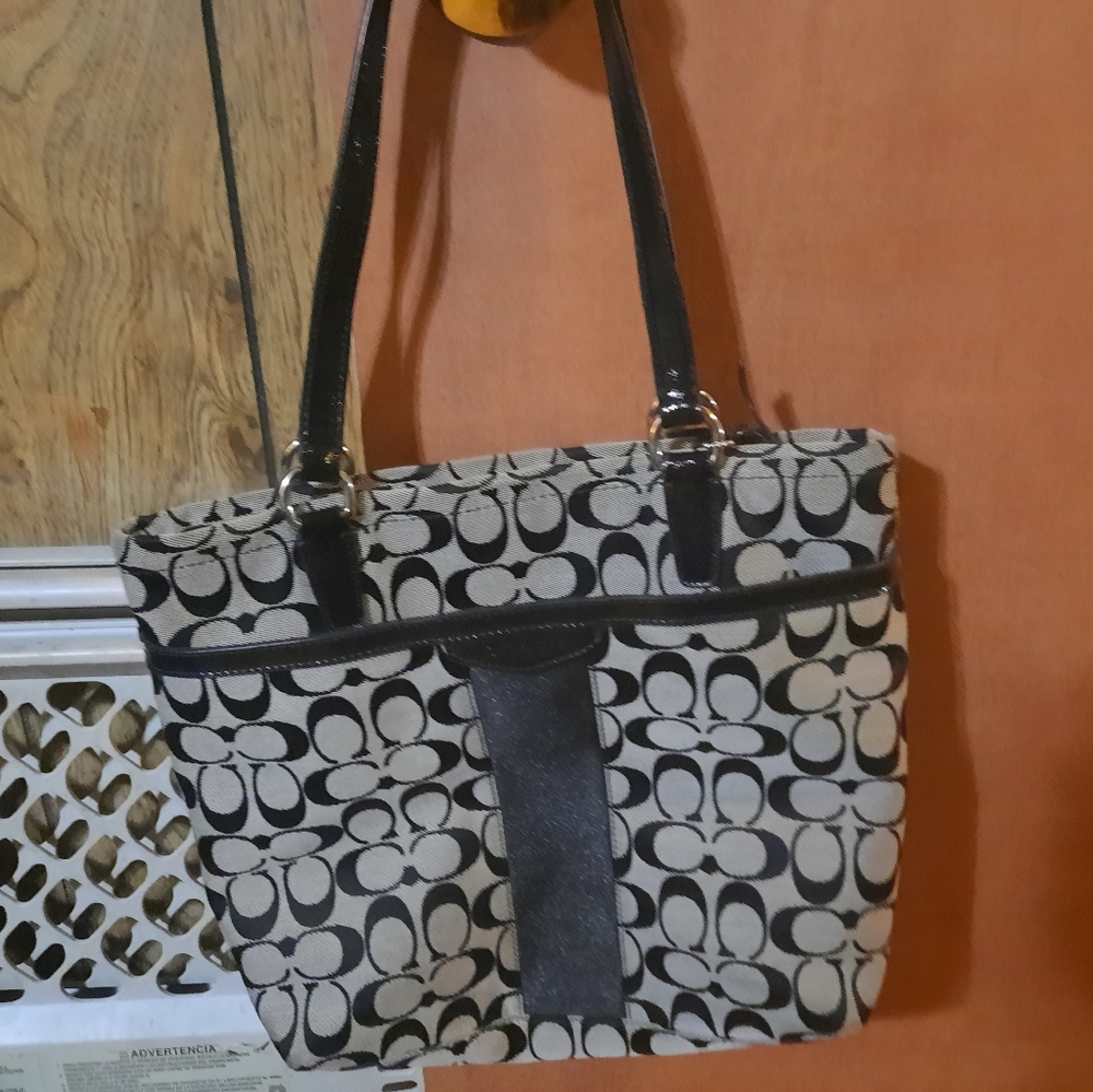 Black and grey authentic coach  handbag